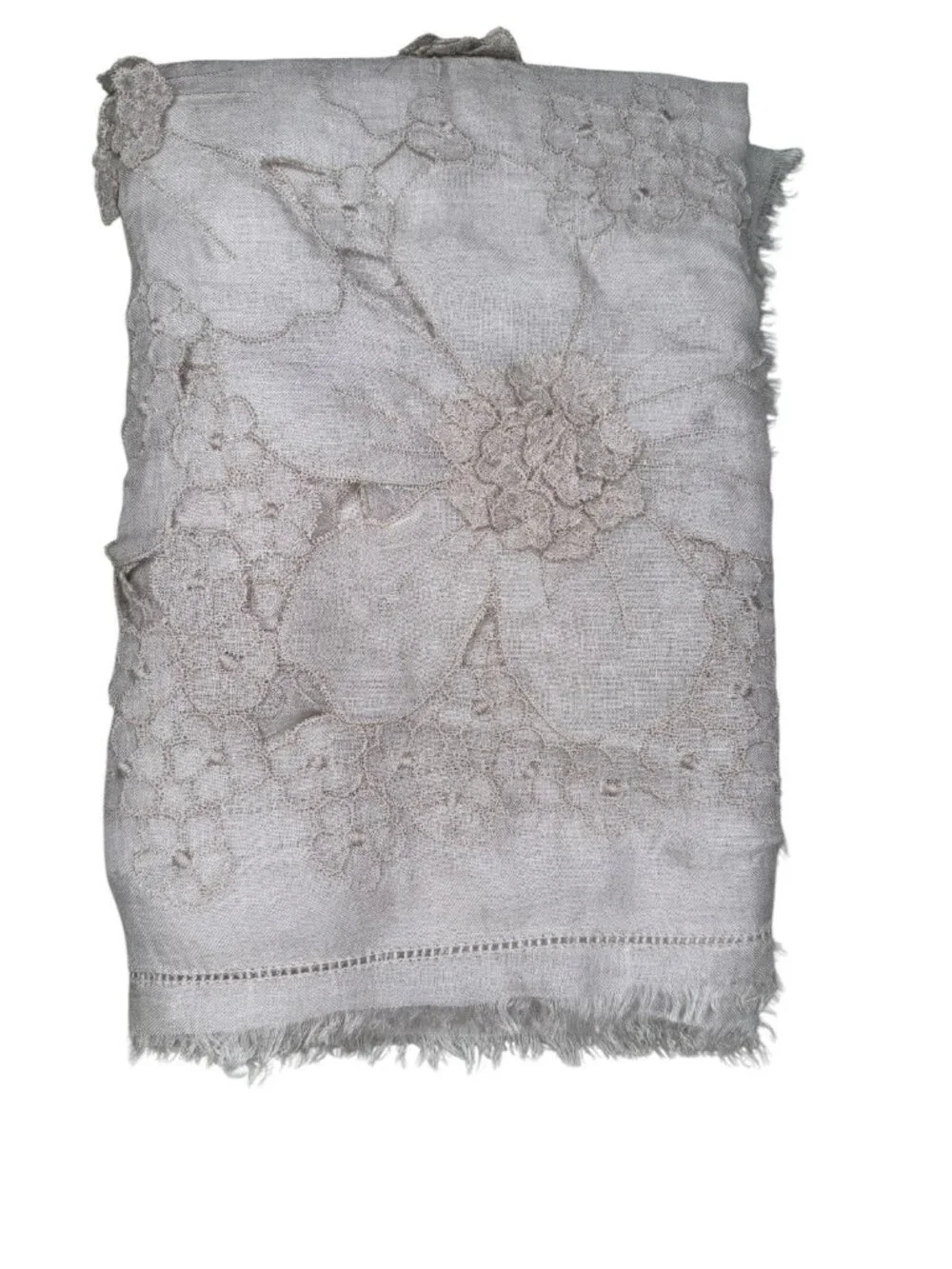 Valentino Garavani XL dusty pink rose Floral 3D Cashmere Fringe Scarf